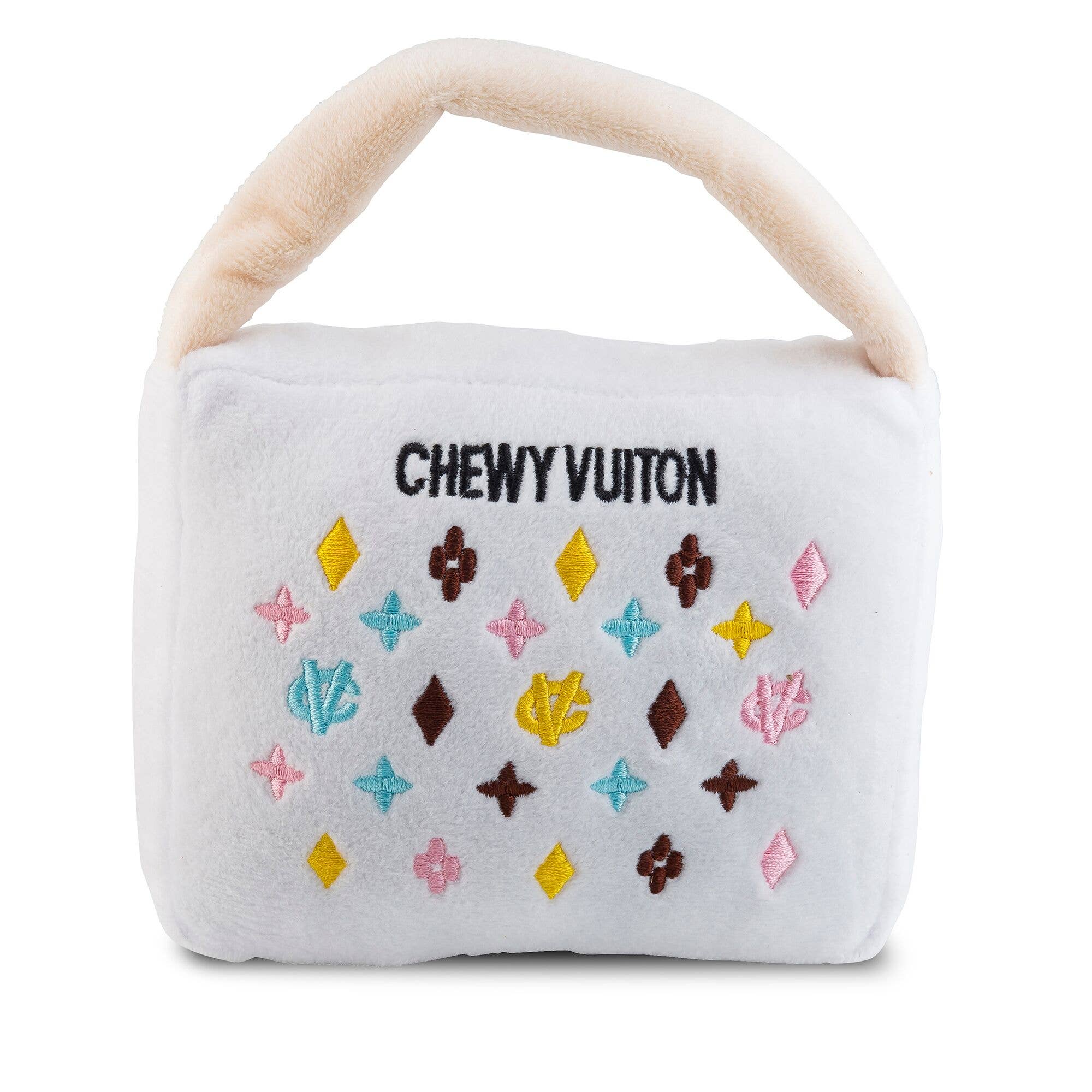 White Chewy Vuiton Purse Dog Toy-Handbags-LouisGeorge Boutique-LouisGeorge Boutique, Women’s Fashion Boutique Located in Trussville, Alabama