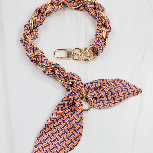 Madi Gameday Clear Crossbody - Nude/Navy & Orange Scarf Chain-Crossbody-Caroline Hill-LouisGeorge Boutique, Women’s Fashion Boutique Located in Trussville, Alabama
