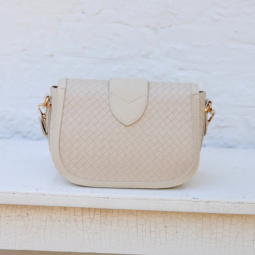 Griffin Crossbody Bag Woven Almond-Handbags-Caroline Hill-LouisGeorge Boutique, Women’s Fashion Boutique Located in Trussville, Alabama