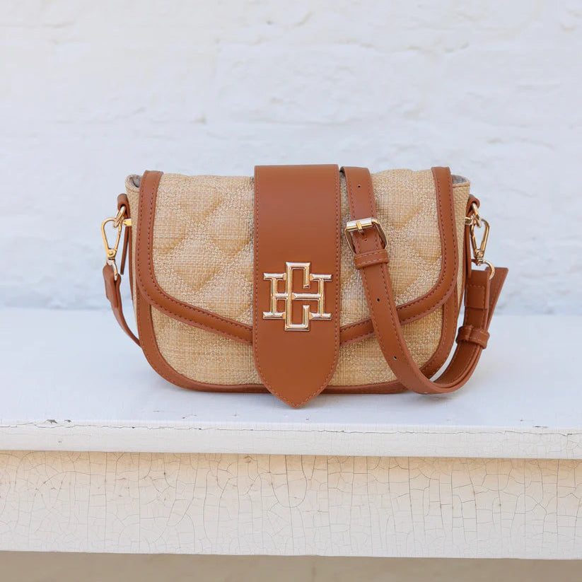 Griffin Crossbody Bag Natural Saddle DQ-Handbags-Caroline Hill-LouisGeorge Boutique, Women’s Fashion Boutique Located in Trussville, Alabama