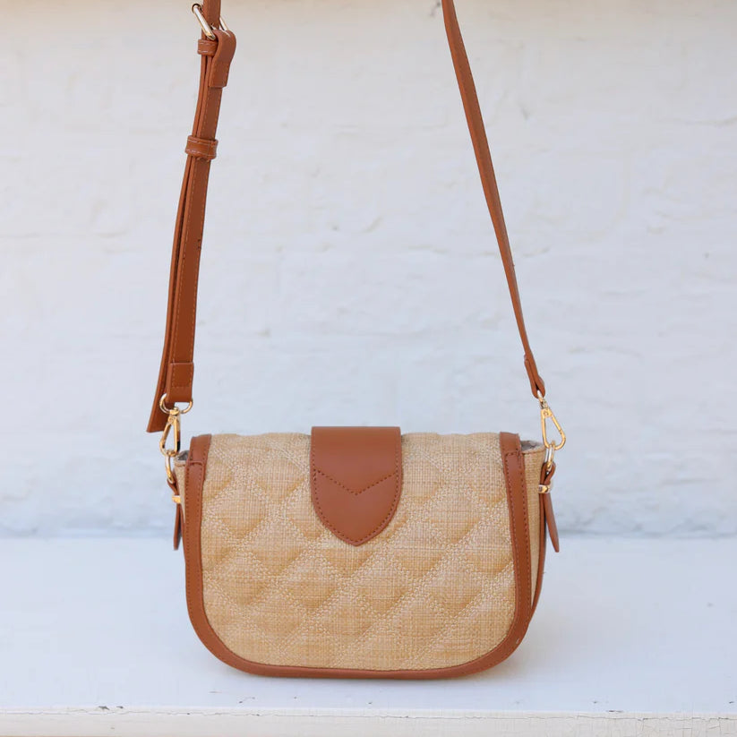 Griffin Crossbody Bag Natural Saddle DQ-Handbags-Caroline Hill-LouisGeorge Boutique, Women’s Fashion Boutique Located in Trussville, Alabama