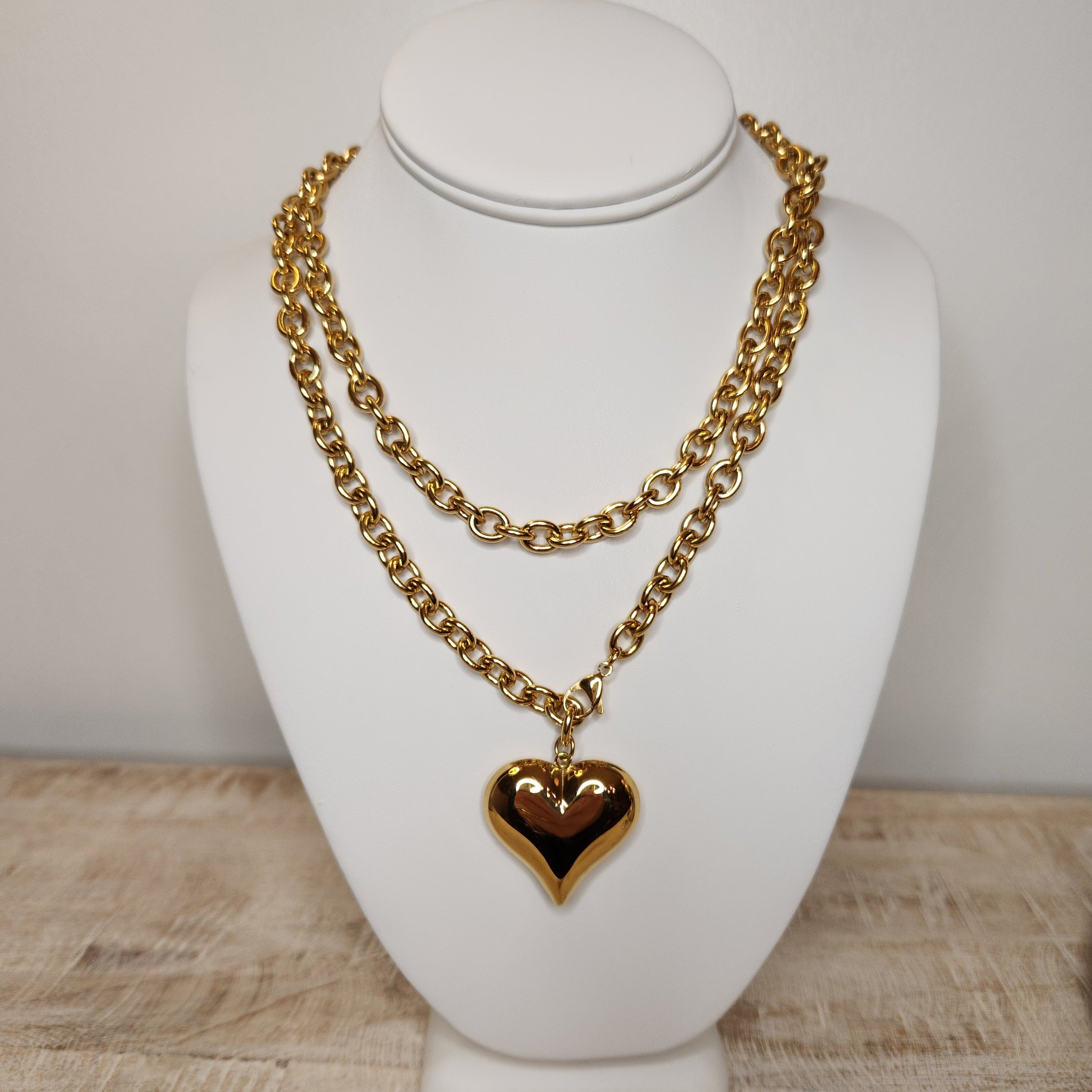 XL Wrap Around Heart Necklace GOLD-Necklaces-Caroline Hill-LouisGeorge Boutique, Women’s Fashion Boutique Located in Trussville, Alabama