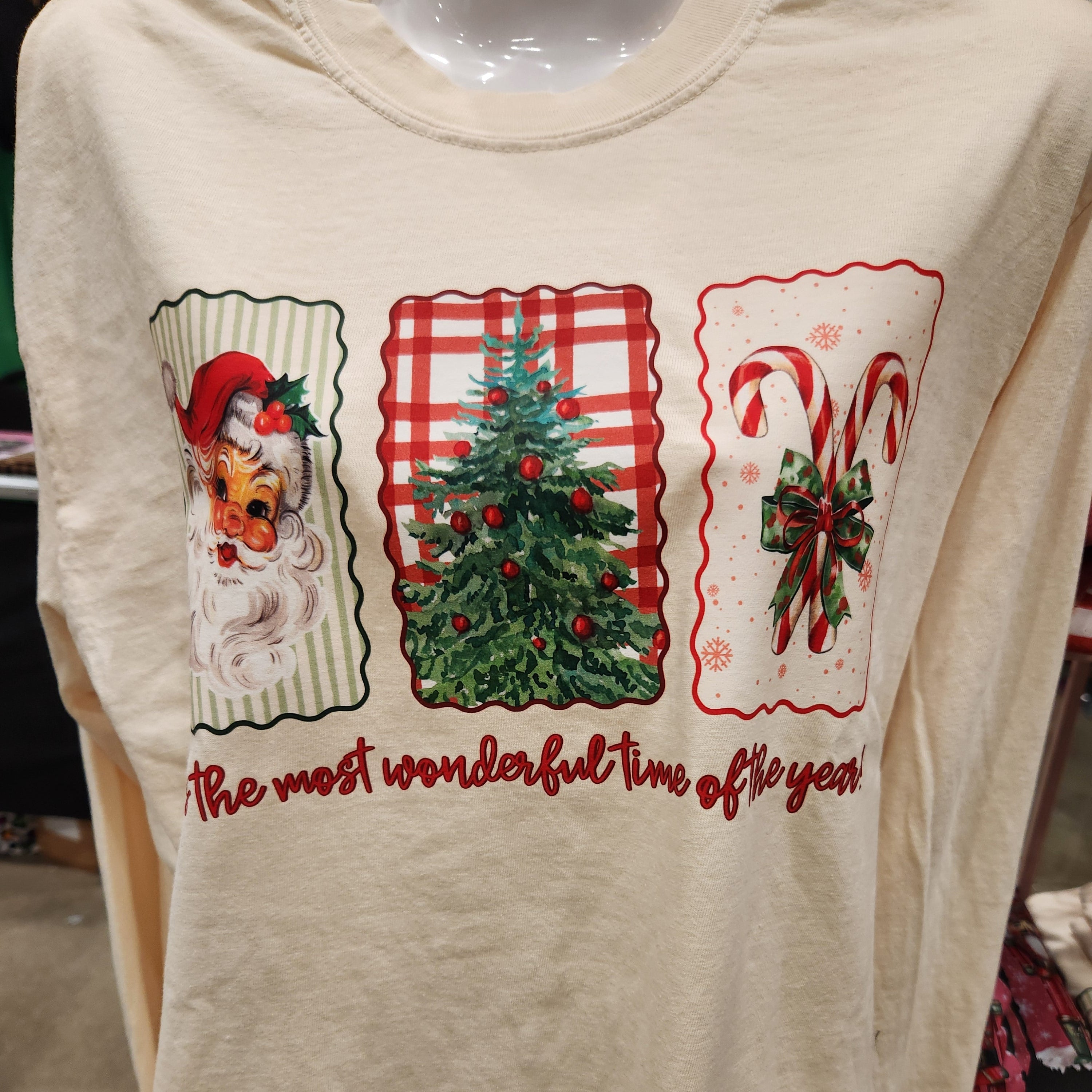 It's the Most Wonderful Time of the Year Tee Comfort Colors Long Sleeve - Ivory - Plus/Regular-Graphic Tee-LouisGeorge Boutique-LouisGeorge Boutique, Women’s Fashion Boutique Located in Trussville, Alabama
