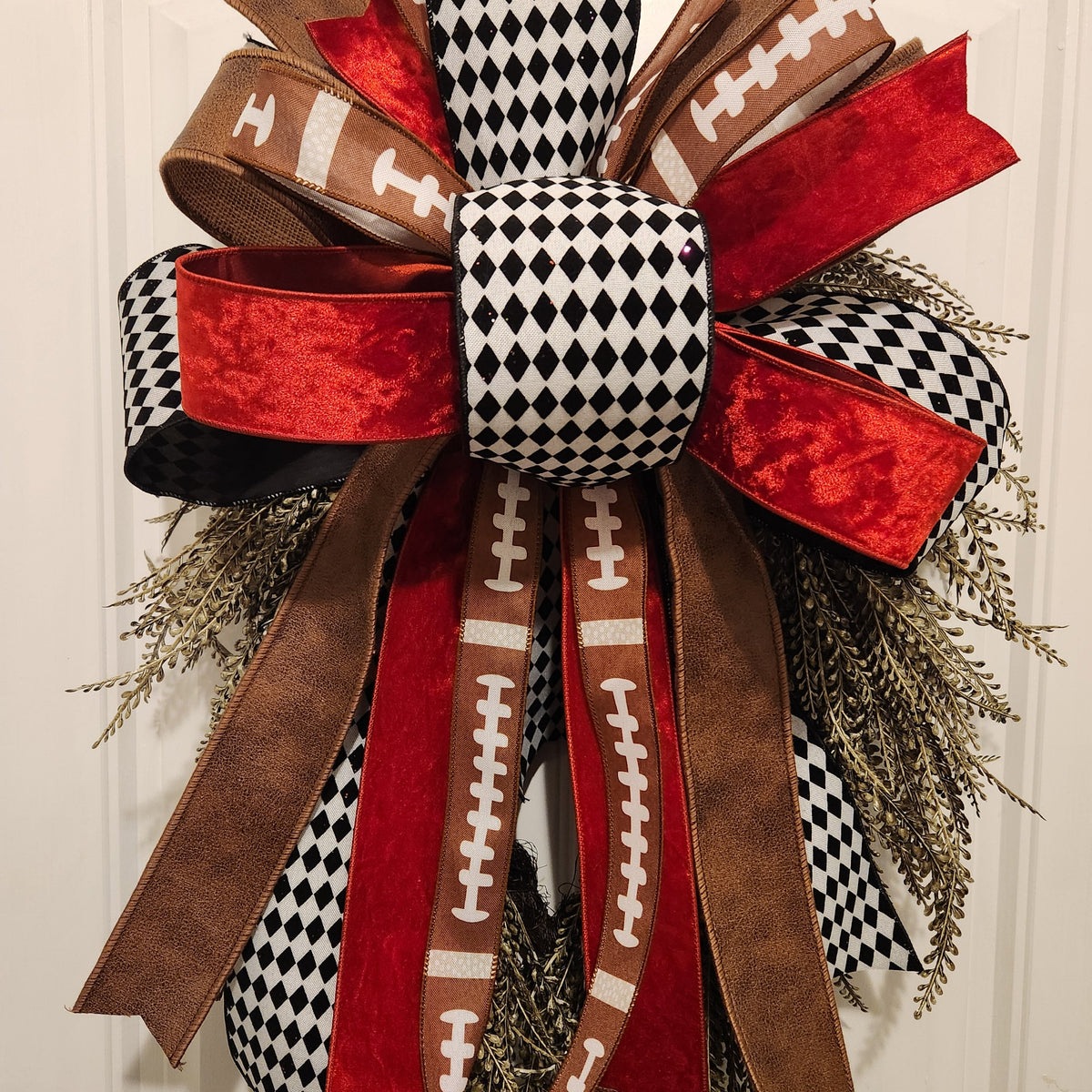 26" UV-Resistant Moss Green Button Fern Wreath w/Alabama Signature Bow-Home Decor-LouisGeorge Boutique-LouisGeorge Boutique, Women’s Fashion Boutique Located in Trussville, Alabama