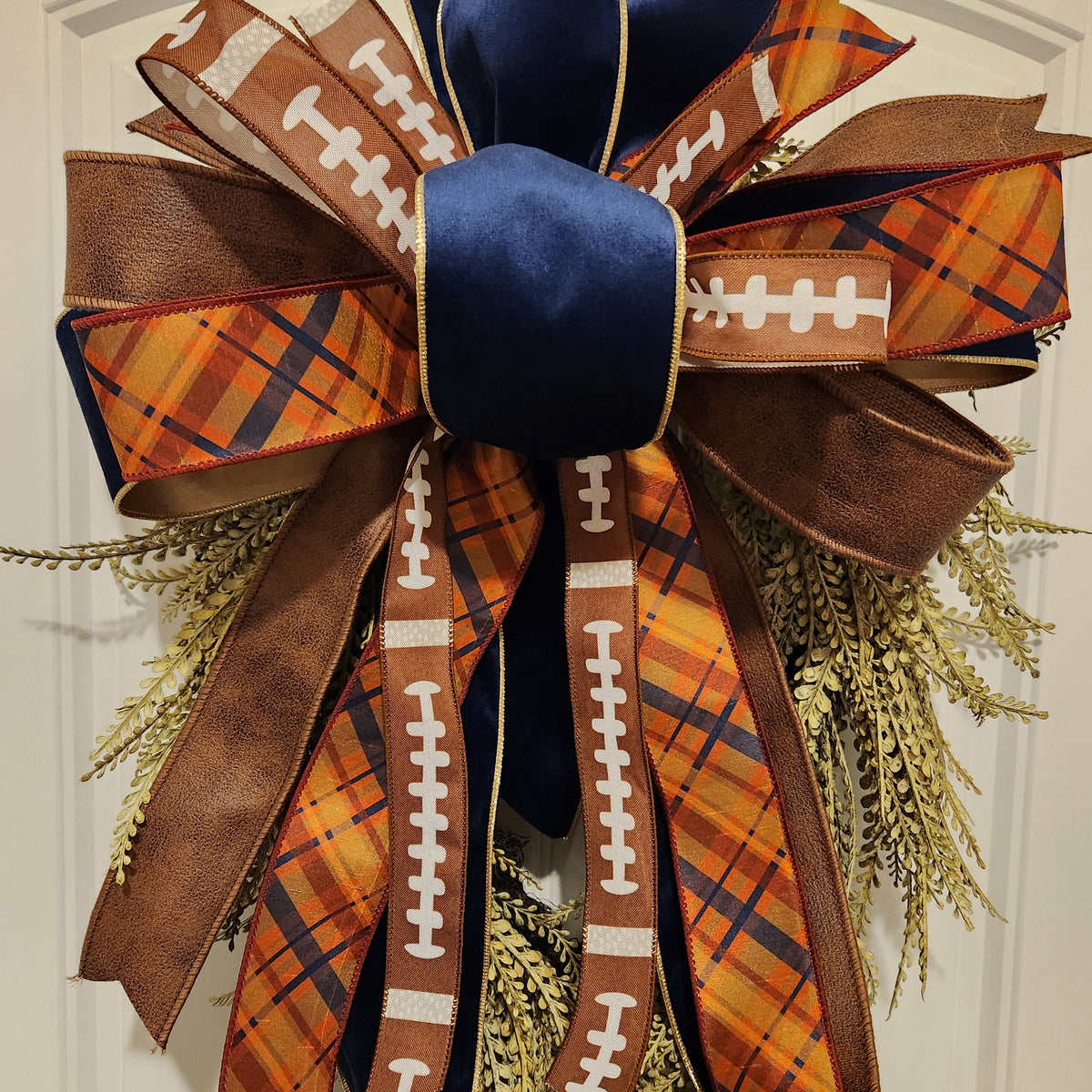 26" UV-Resistant Mustard Wash Button Fern Wreath w/Auburn Signature Bow-Home Decor-LouisGeorge Boutique-LouisGeorge Boutique, Women’s Fashion Boutique Located in Trussville, Alabama