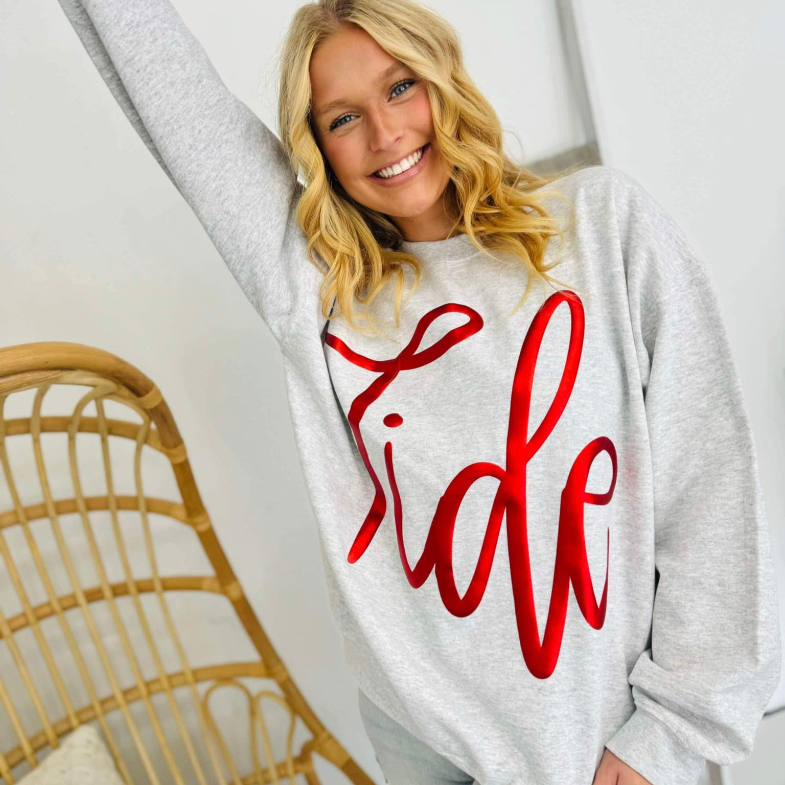 Crimson TIDE Metallic Puff Sweatshirt - Heather Grey - Plus/Regular-Apparel-LouisGeorge Boutique-LouisGeorge Boutique, Women’s Fashion Boutique Located in Trussville, Alabama