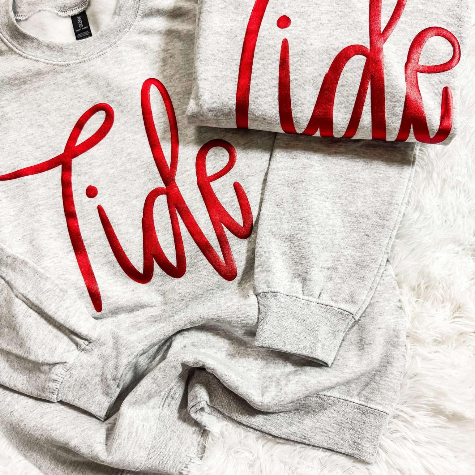 Crimson TIDE Metallic Puff Sweatshirt - Heather Grey - Plus/Regular-Apparel-LouisGeorge Boutique-LouisGeorge Boutique, Women’s Fashion Boutique Located in Trussville, Alabama
