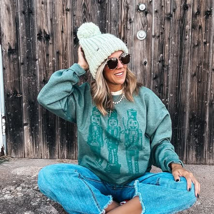 Monochrome Nutcracker Sweatshirt - Heather Green - Plus/Regular-Graphic Tee-LouisGeorge Boutique-LouisGeorge Boutique, Women’s Fashion Boutique Located in Trussville, Alabama