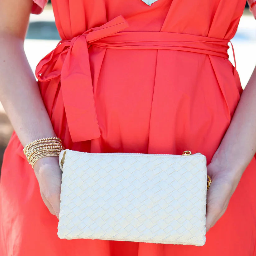 Liz Crossbody Bag Woven Metallic Pearl-Crossbody-Caroline Hill-LouisGeorge Boutique, Women’s Fashion Boutique Located in Trussville, Alabama