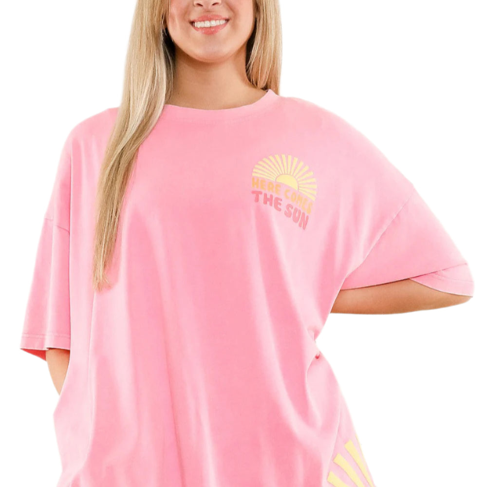 Here Comes the Sun Mineral Washed Tee-Apparel-Blue Velvet-LouisGeorge Boutique, Women’s Fashion Boutique Located in Trussville, Alabama