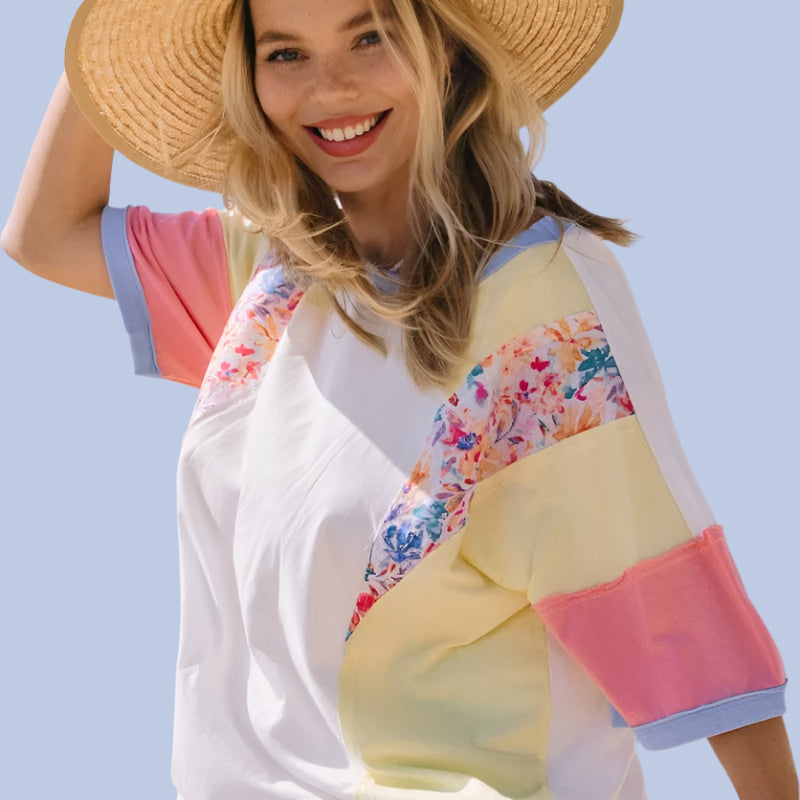 Color Block Short Sleeve Top - Plus/Regular-Apparel-Oddi-LouisGeorge Boutique, Women’s Fashion Boutique Located in Trussville, Alabama