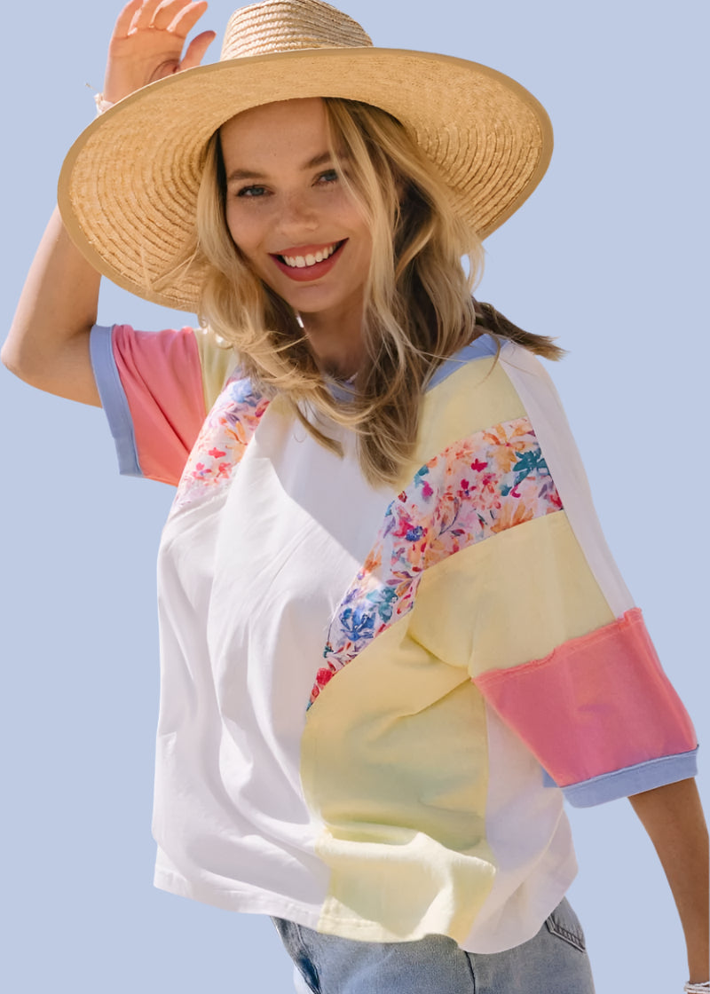 Color Block Short Sleeve Top - Plus/Regular-Apparel-Oddi-LouisGeorge Boutique, Women’s Fashion Boutique Located in Trussville, Alabama