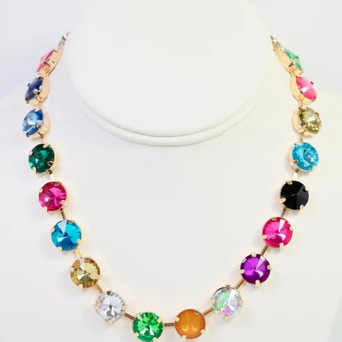 Shalimar Large Rhinestone Necklace Dark Multi-Necklaces-LouisGeorge Boutique-LouisGeorge Boutique, Women’s Fashion Boutique Located in Trussville, Alabama
