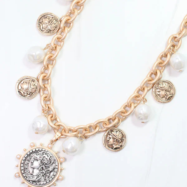 Victoria Charm Necklace Worn Gold-Necklaces-Caroline Hill-LouisGeorge Boutique, Women’s Fashion Boutique Located in Trussville, Alabama