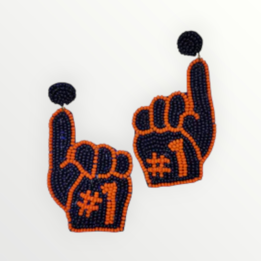 Orange & Blue #1 Fan Beaded Earrings-Earrings-LouisGeorge Boutique-LouisGeorge Boutique, Women’s Fashion Boutique Located in Trussville, Alabama