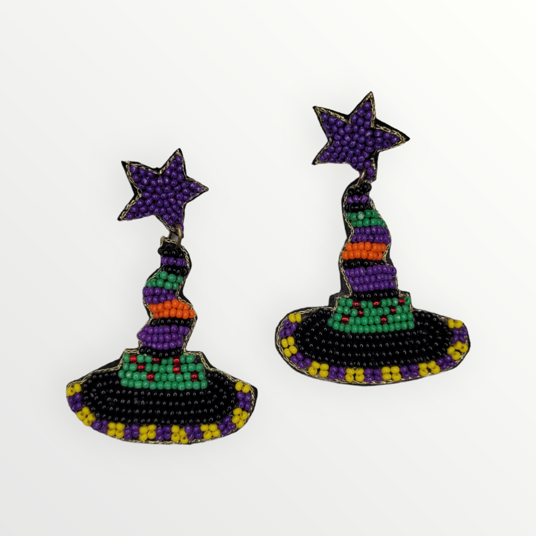 Witch Hat Beaded Earrings-Earrings-LouisGeorge Boutique-LouisGeorge Boutique, Womenâs Fashion Boutique Located in Trussville, Alabama
