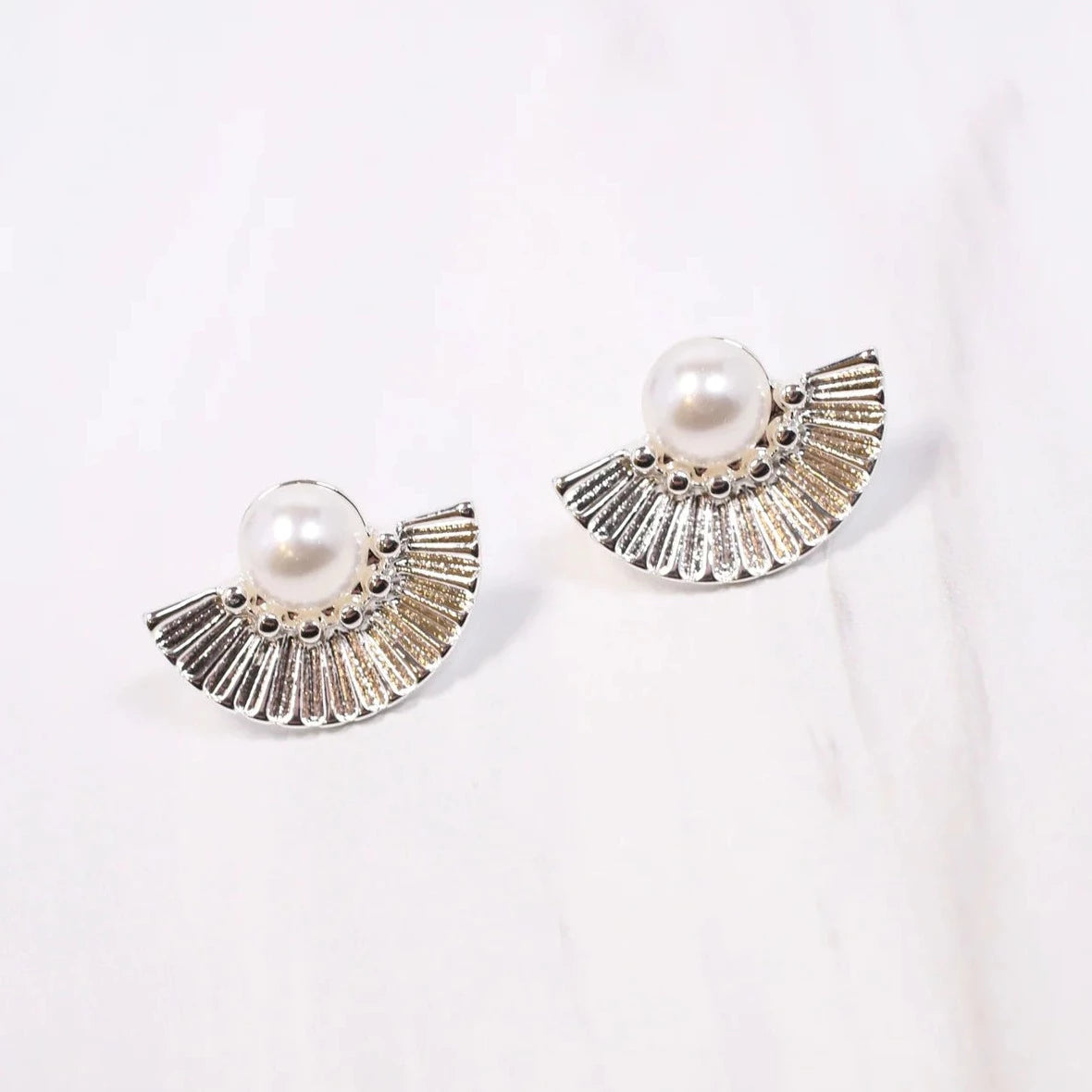 Beatrix Pearl Stud Earrings Silver-Earrings-Caroline Hill-LouisGeorge Boutique, Women’s Fashion Boutique Located in Trussville, Alabama