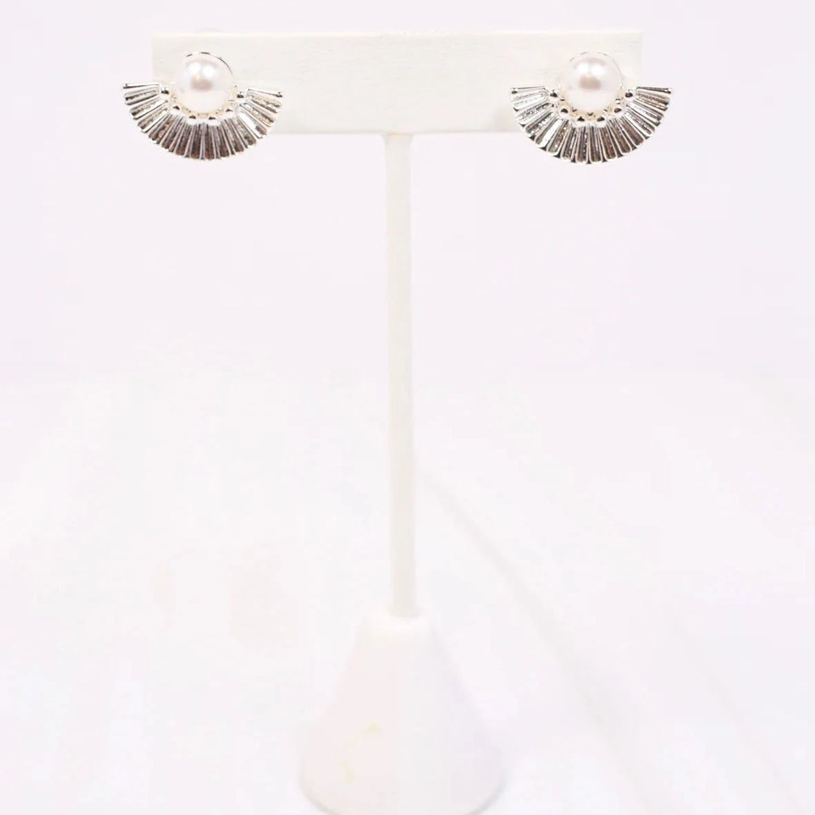 Beatrix Pearl Stud Earrings Silver-Earrings-Caroline Hill-LouisGeorge Boutique, Women’s Fashion Boutique Located in Trussville, Alabama