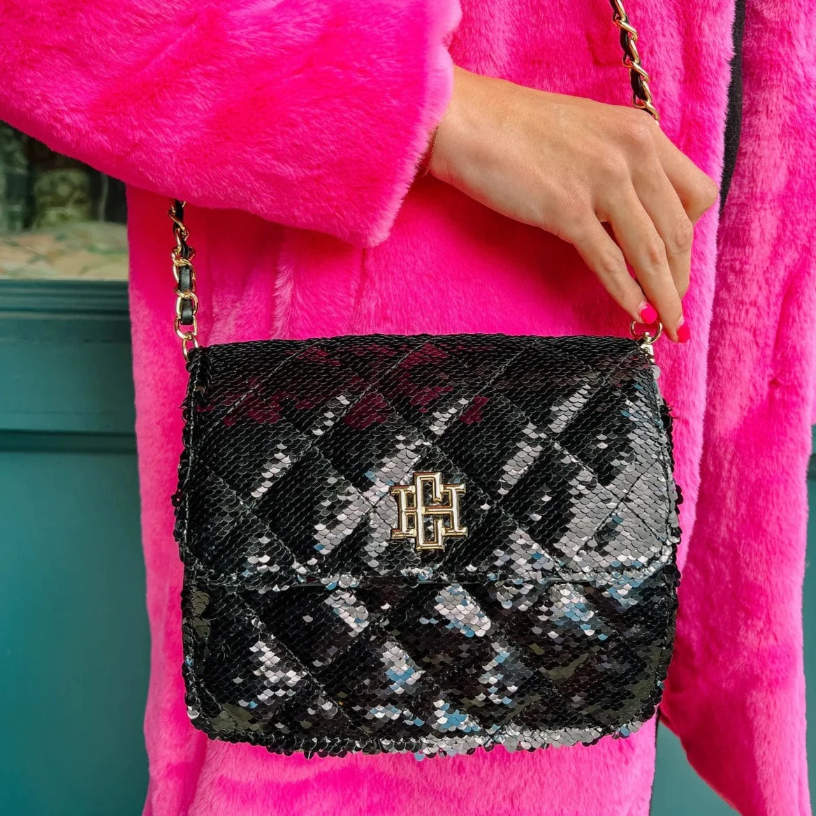 Evelyn Crossbody - Black Sequin-Crossbody-Caroline Hill-LouisGeorge Boutique, Women’s Fashion Boutique Located in Trussville, Alabama