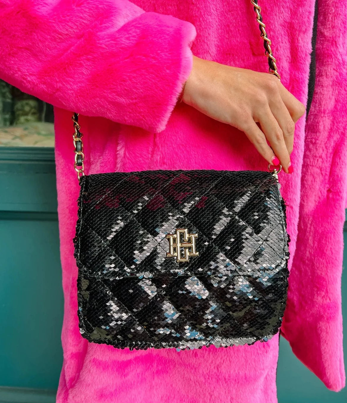 Evelyn Crossbody - Black Sequin-Crossbody-Caroline Hill-LouisGeorge Boutique, Women’s Fashion Boutique Located in Trussville, Alabama