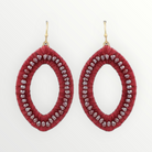 Burgundy Raffia Oval Drop Earrings-Earrings-LouisGeorge Boutique-LouisGeorge Boutique, Women’s Fashion Boutique Located in Trussville, Alabama
