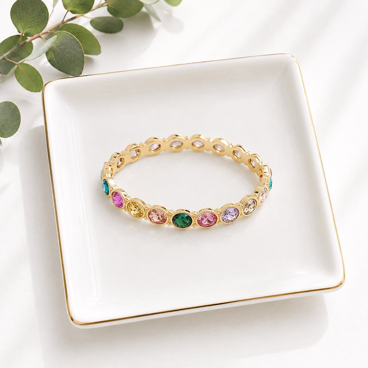 Pave Glass Bangle Bracelet-Bracelet-Caroline Hill-LouisGeorge Boutique, Women’s Fashion Boutique Located in Trussville, Alabama