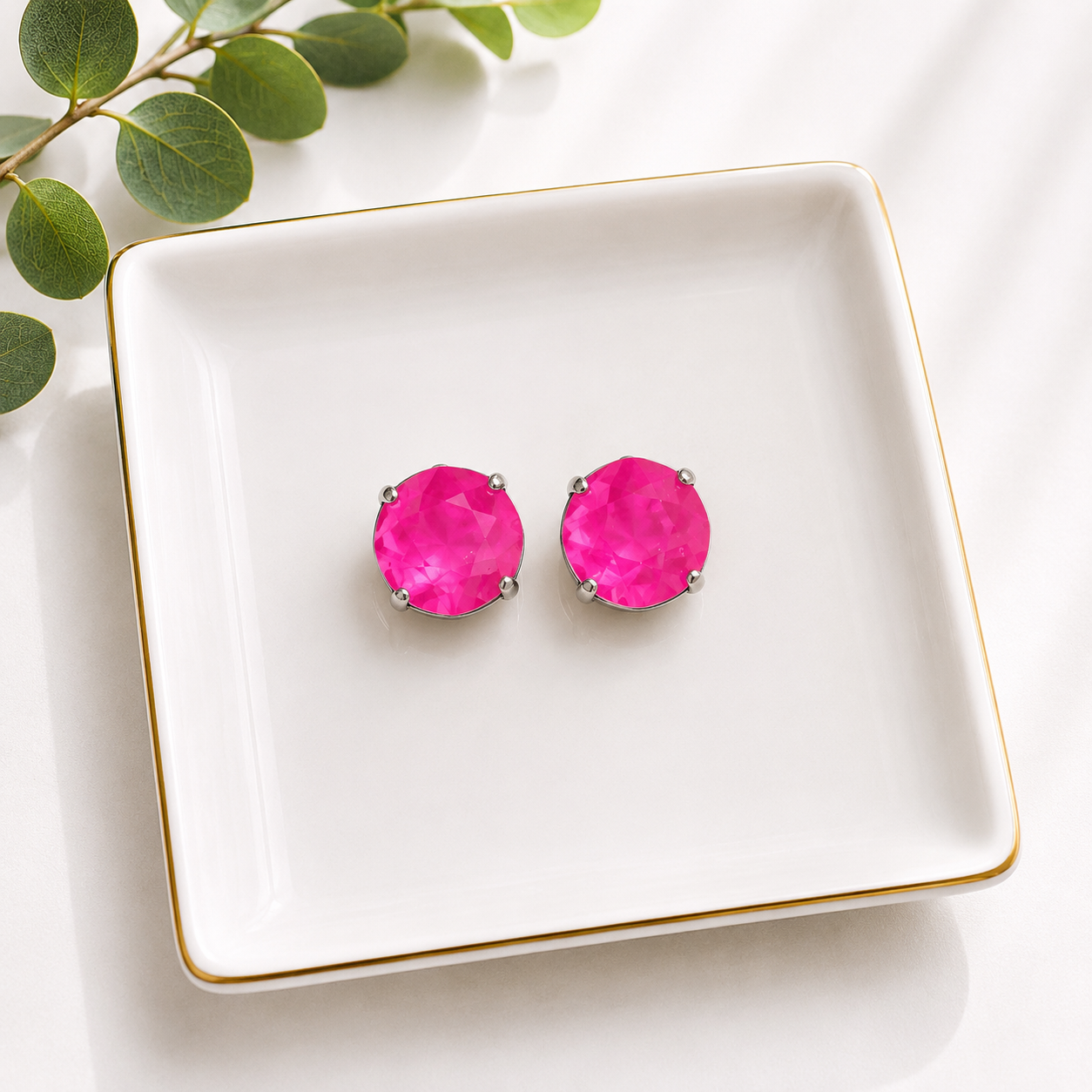 Rachel Marie Designs Crystal Stud Earrings - Electric Pink-Earrings-Rachel Marie Designs-LouisGeorge Boutique, Women’s Fashion Boutique Located in Trussville, Alabama