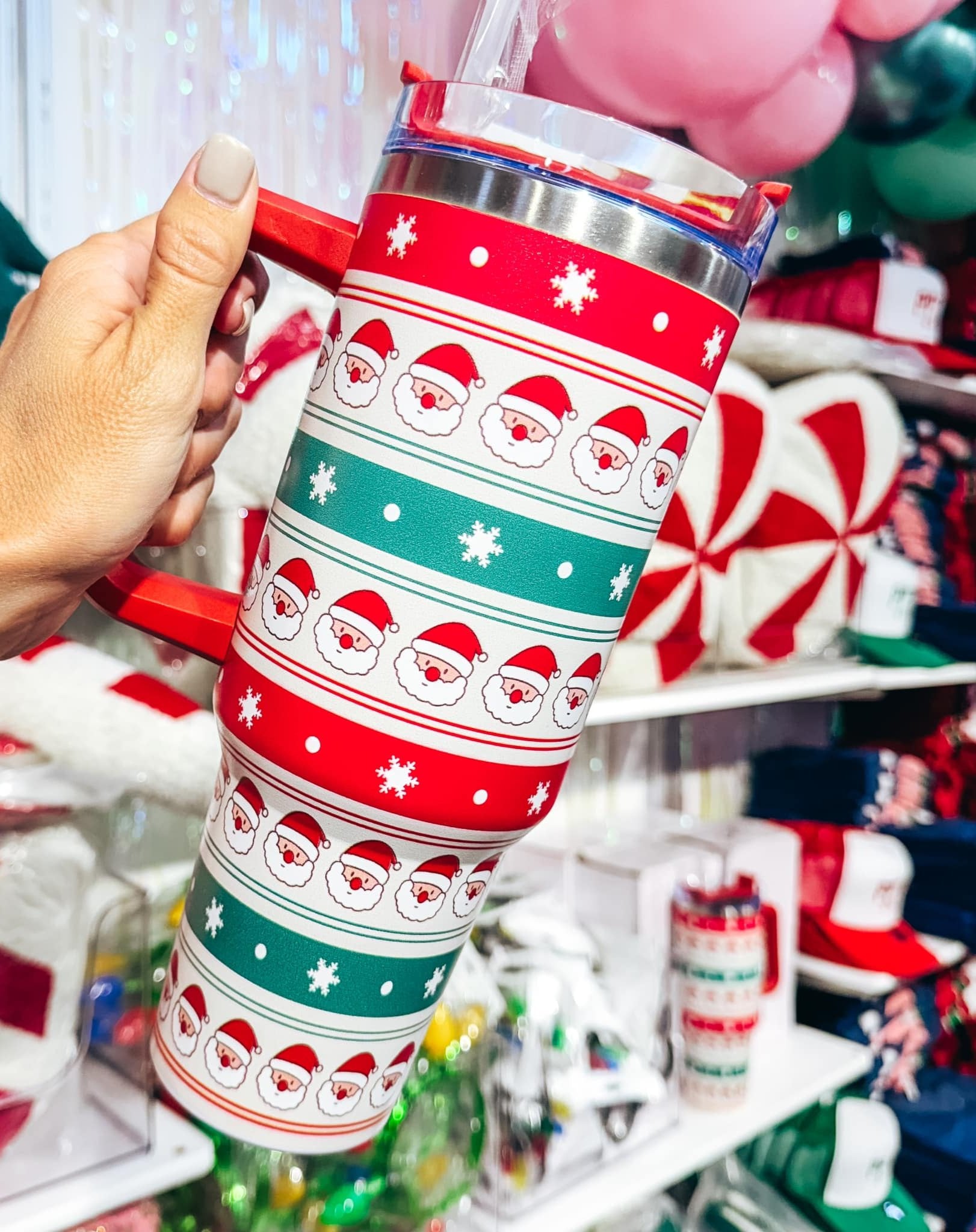 Santa Christmas Tumbler w/Lid & Straw-Tumbler-LouisGeorge Boutique-LouisGeorge Boutique, Women’s Fashion Boutique Located in Trussville, Alabama