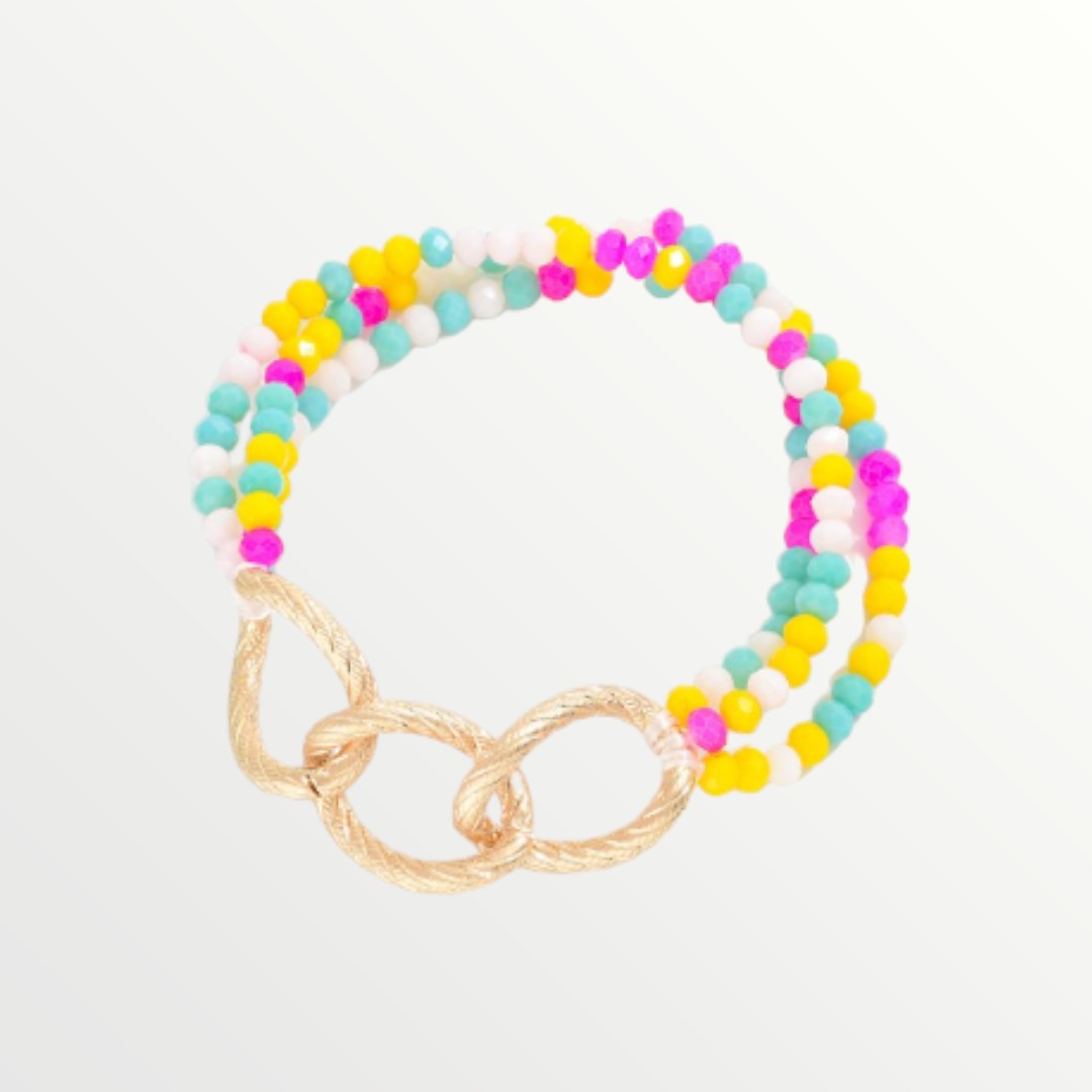 Summer Beaded Stretch Bracelet Gold-Bracelet-LouisGeorge Boutique-LouisGeorge Boutique, Women’s Fashion Boutique Located in Trussville, Alabama
