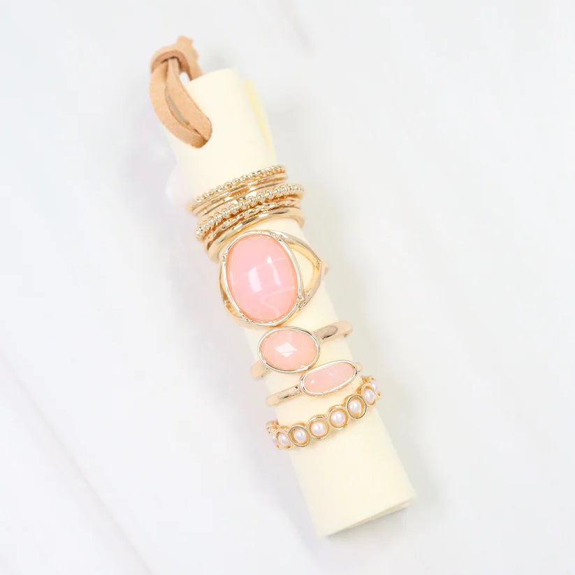 Faribault 12 Piece Ring Set Pink-Rings-Caroline Hill-LouisGeorge Boutique, Women’s Fashion Boutique Located in Trussville, Alabama