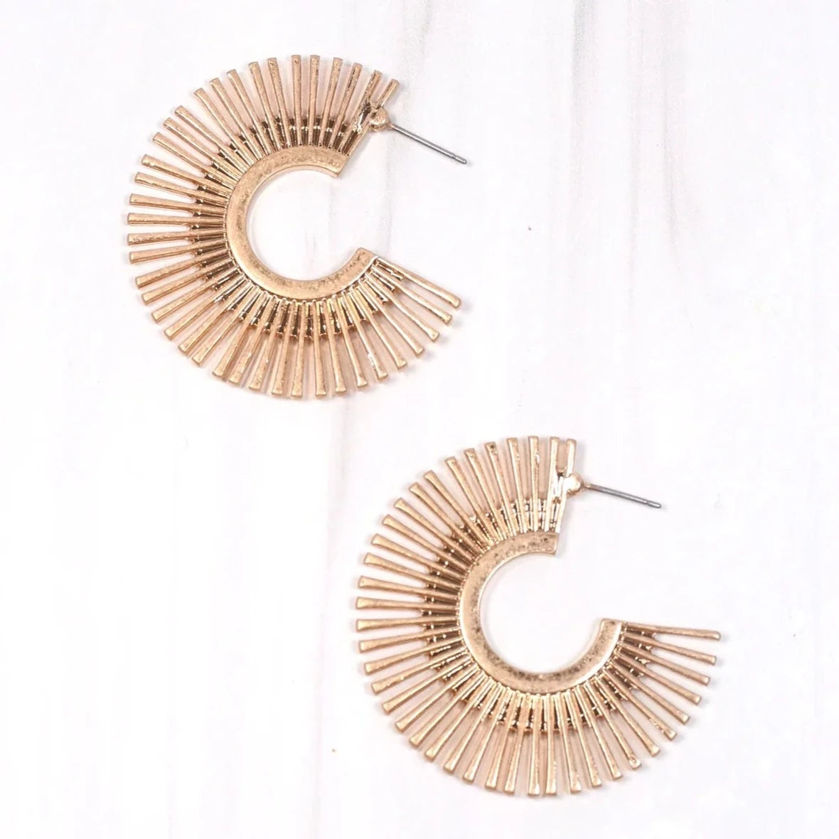 Espanola Metal Hoops Worn Gold-Earrings-Caroline Hill-LouisGeorge Boutique, Women’s Fashion Boutique Located in Trussville, Alabama