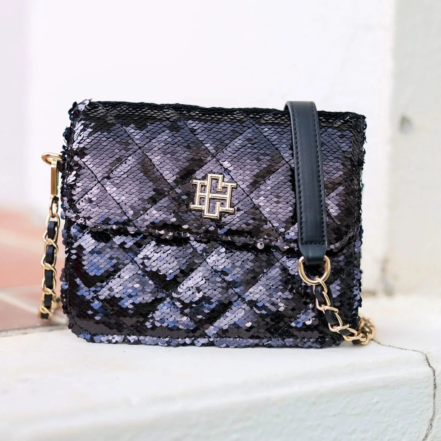 Evelyn Crossbody - Black Sequin-Crossbody-Caroline Hill-LouisGeorge Boutique, Women’s Fashion Boutique Located in Trussville, Alabama