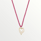 Fushia & Worn Gold Double Heart Beaded Necklace-Necklace-LouisGeorge Boutique-LouisGeorge Boutique, Women’s Fashion Boutique Located in Trussville, Alabama