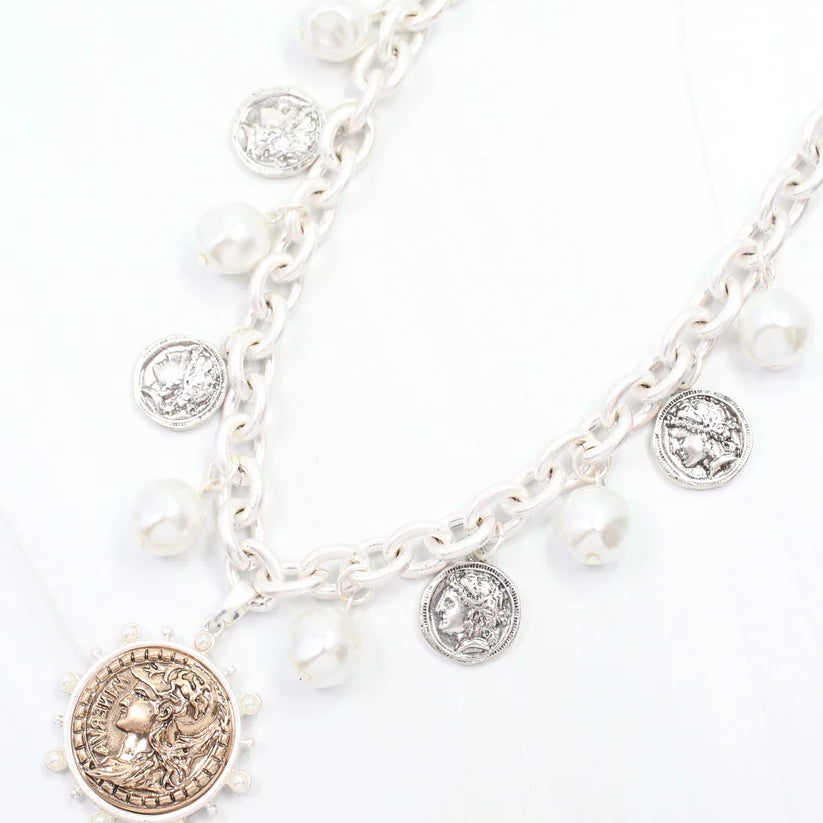 Victoria Charm Necklace Worn Silver-Necklaces-Caroline Hill-LouisGeorge Boutique, Women’s Fashion Boutique Located in Trussville, Alabama