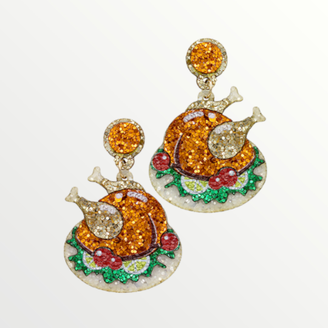 Turkey Dinner Sparkle Earrings-Earrings-LouisGeorge Boutique-LouisGeorge Boutique, Women’s Fashion Boutique Located in Trussville, Alabama