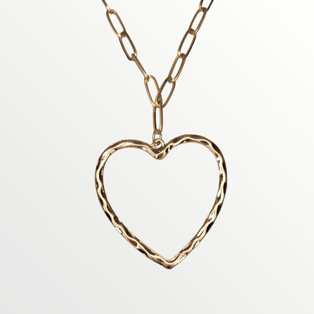 Open Heart Worn Gold Necklace-Necklaces-LouisGeorge Boutique-LouisGeorge Boutique, Women’s Fashion Boutique Located in Trussville, Alabama