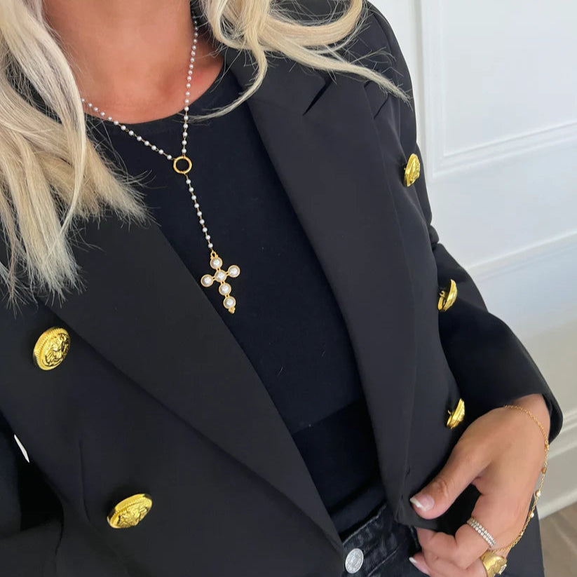 Pearl Cross Necklace-Necklaces-LouisGeorge Boutique-LouisGeorge Boutique, Women’s Fashion Boutique Located in Trussville, Alabama