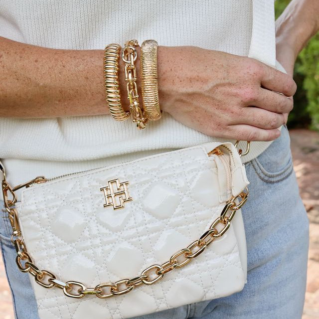 Jace Quilted Crossbody - Ivory Patent-Crossbody-Caroline Hill-LouisGeorge Boutique, Women’s Fashion Boutique Located in Trussville, Alabama