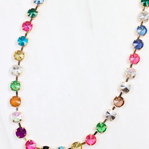 Shalimar Small Rhinestone Necklace Dark Multi-Necklaces-LouisGeorge Boutique-LouisGeorge Boutique, Women’s Fashion Boutique Located in Trussville, Alabama