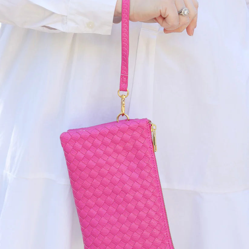 Liz Crossbody Bag Woven Hot Pink-Crossbody-Caroline Hill-LouisGeorge Boutique, Women’s Fashion Boutique Located in Trussville, Alabama