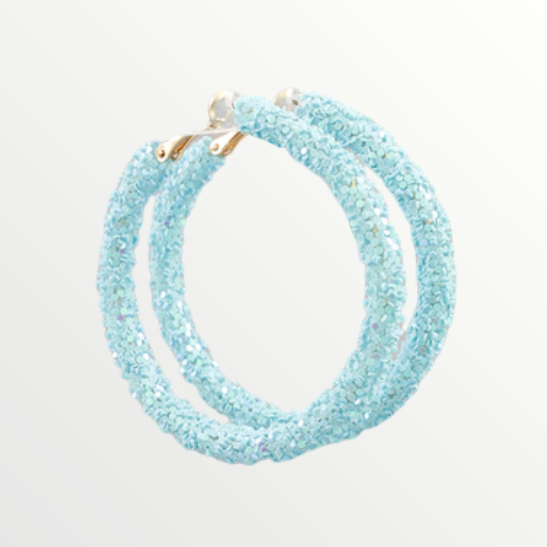 Aqua Glitter Hoops-Earrings-LouisGeorge Boutique-LouisGeorge Boutique, Women’s Fashion Boutique Located in Trussville, Alabama
