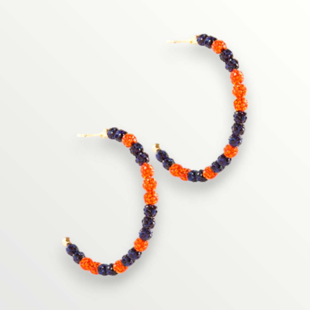 Orange & Navy Gameday Hoops-Earrings-LouisGeorge Boutique-LouisGeorge Boutique, Women’s Fashion Boutique Located in Trussville, Alabama