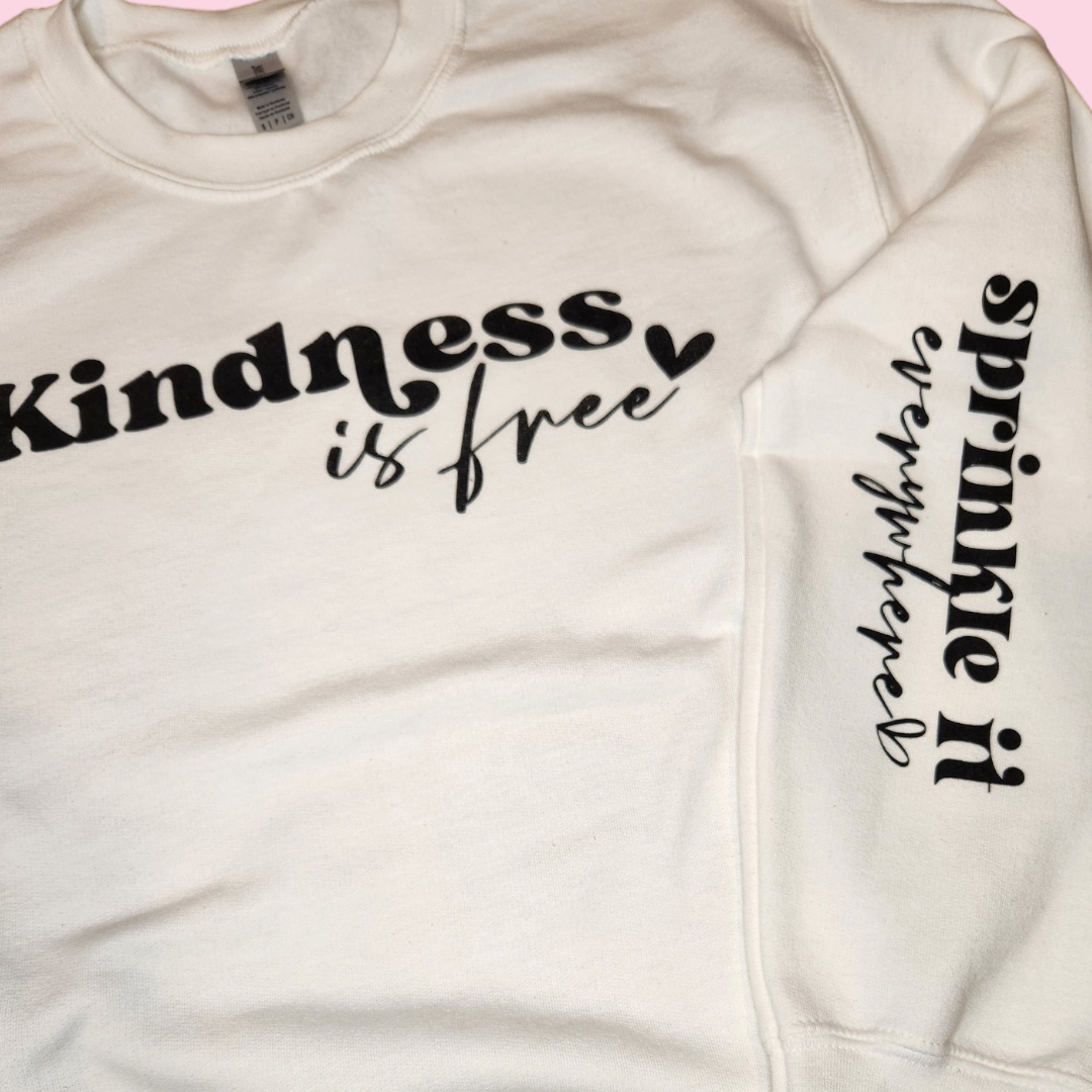 Kindness is free, Sprinkle it everywhere Sweatshirt - White - Plus/Regular-Apparel-LouisGeorge Boutique-LouisGeorge Boutique, Women’s Fashion Boutique Located in Trussville, Alabama