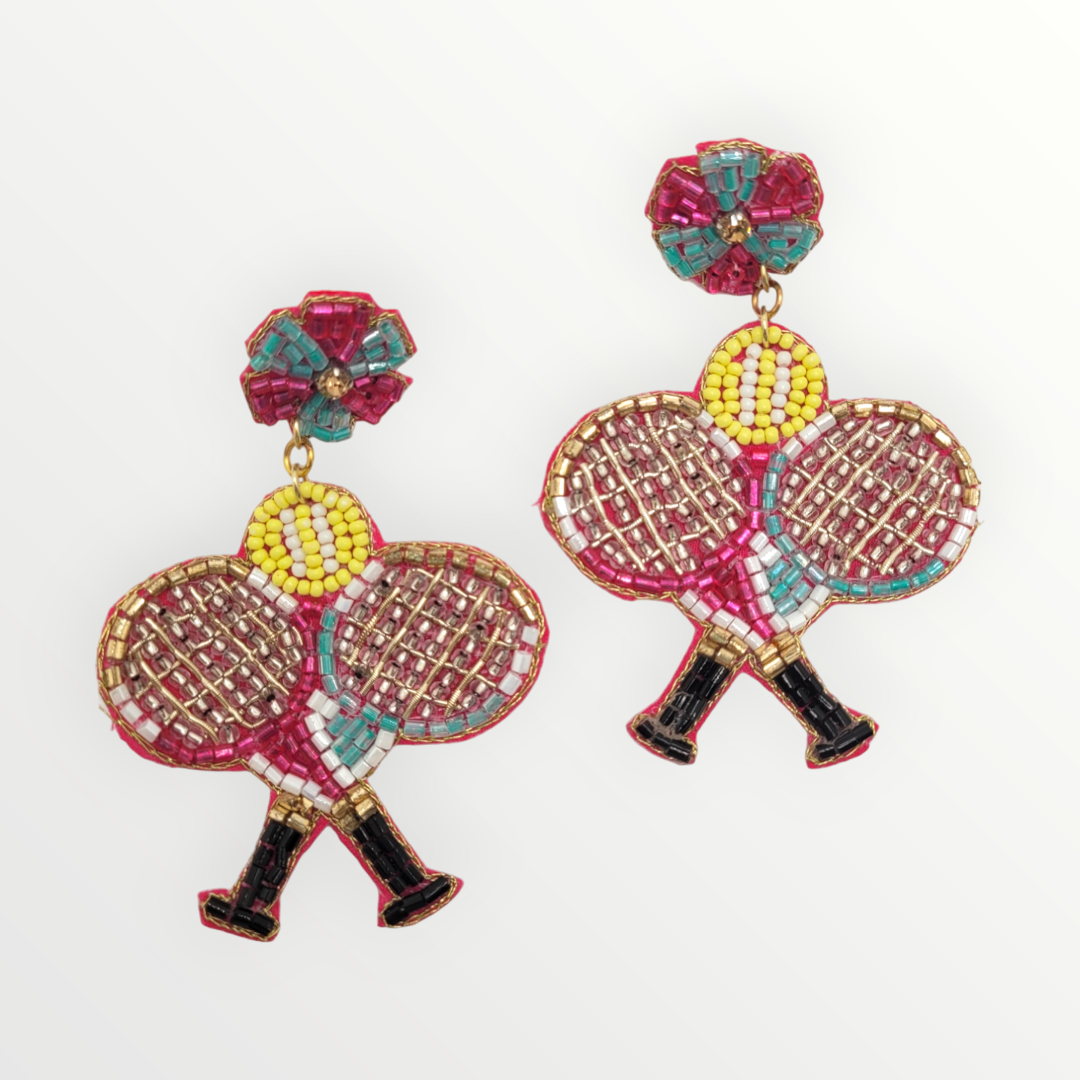 Fuchsia & Turquoise Tennis Beaded Earrings-Earrings-louisgeorgeboutique-LouisGeorge Boutique, Women’s Fashion Boutique Located in Trussville, Alabama