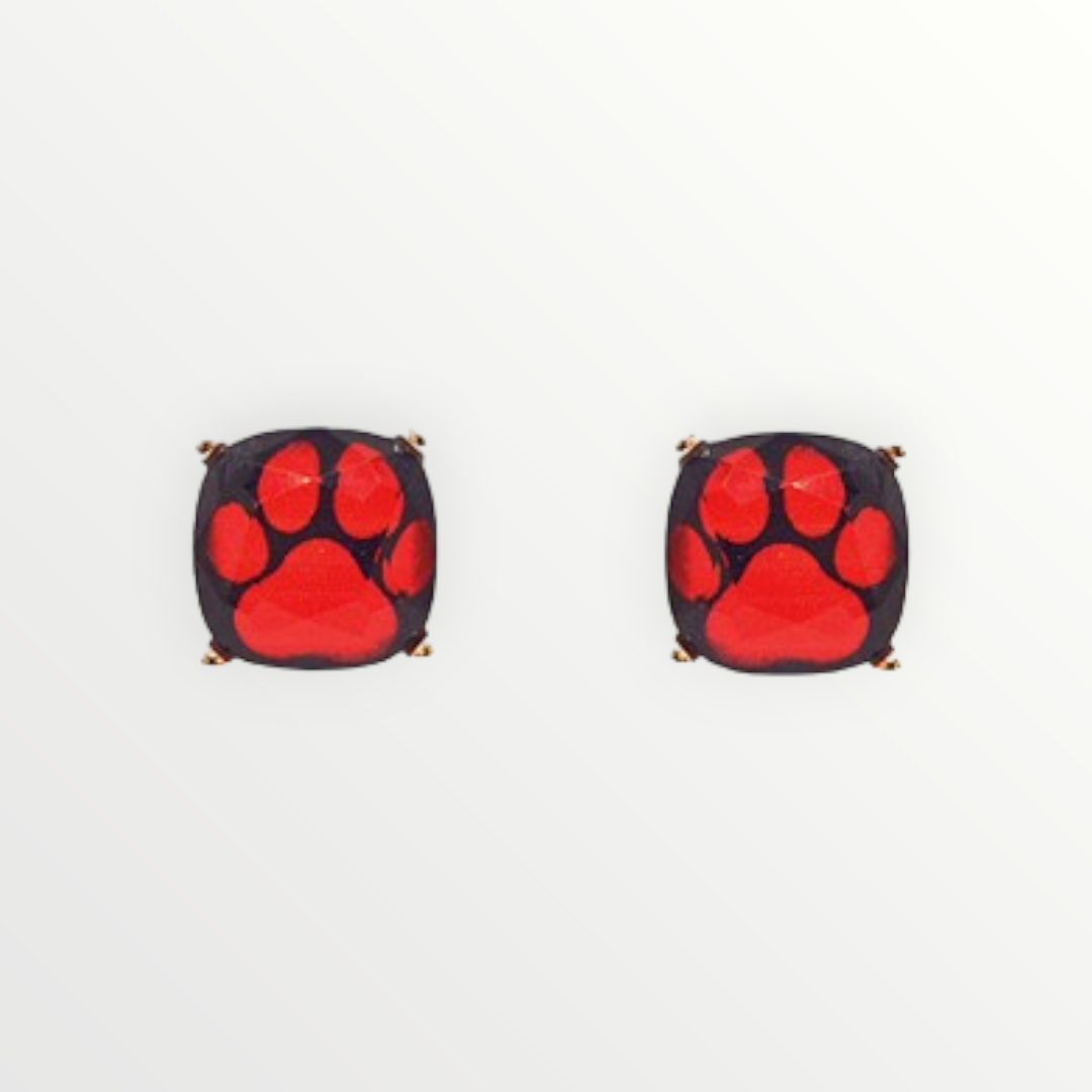 Red & Black Paw Print Studs-Earrings-LouisGeorge Boutique-LouisGeorge Boutique, Women’s Fashion Boutique Located in Trussville, Alabama
