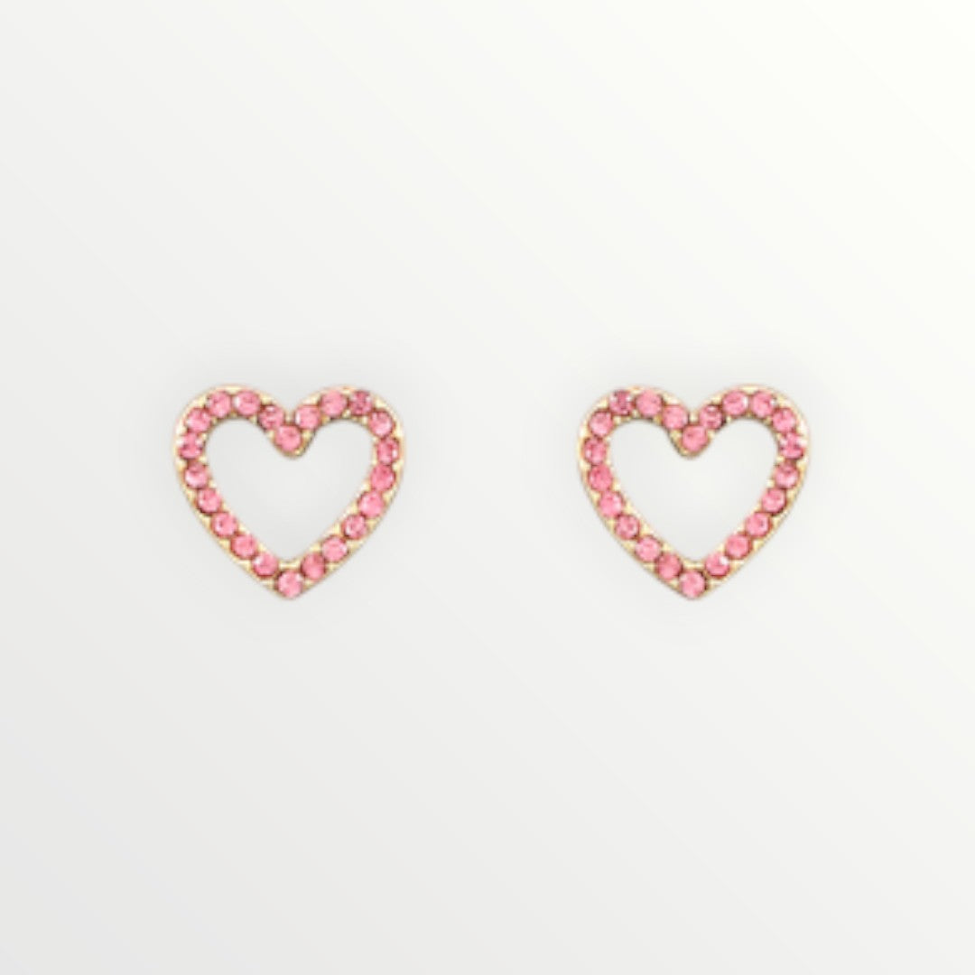 Just a Crush Pink & Gold Single Heart Earrings-Earrings-LouisGeorge Boutique-LouisGeorge Boutique, Women’s Fashion Boutique Located in Trussville, Alabama
