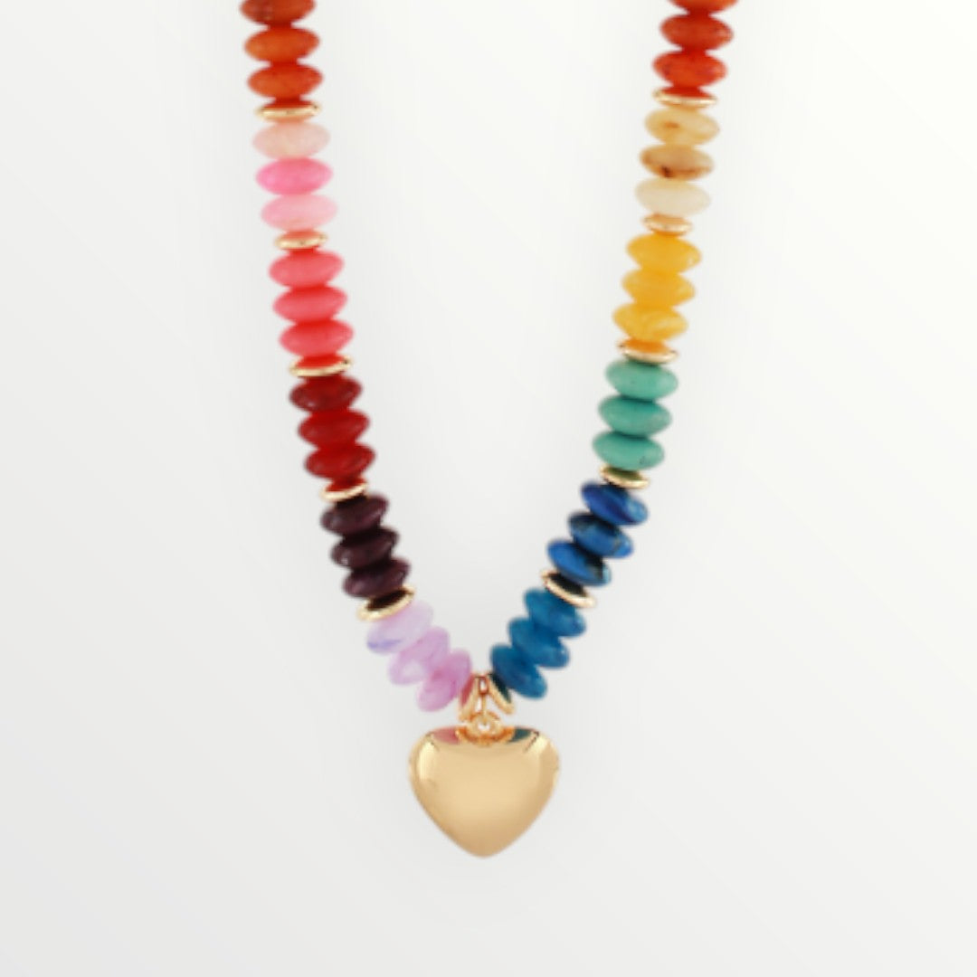 Stone Beaded Heart Necklace-Necklaces-LouisGeorge Boutique-LouisGeorge Boutique, Women’s Fashion Boutique Located in Trussville, Alabama