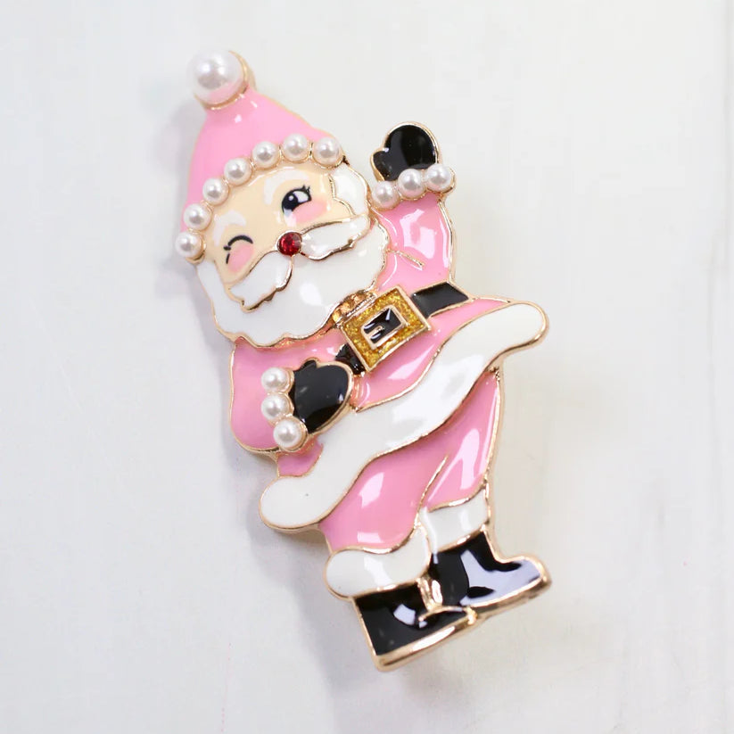 Winking Santa Brooch Pink-Brooch-LouisGeorge Boutique-LouisGeorge Boutique, Women’s Fashion Boutique Located in Trussville, Alabama