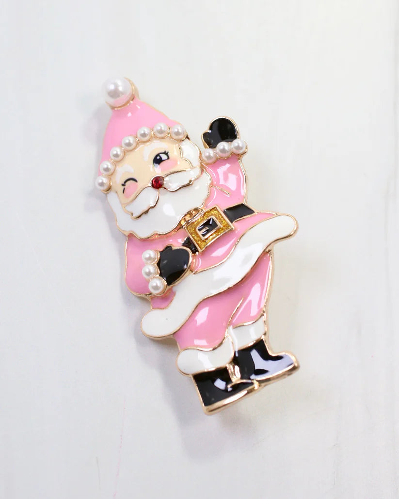 Winking Santa Brooch Pink-Brooch-LouisGeorge Boutique-LouisGeorge Boutique, Women’s Fashion Boutique Located in Trussville, Alabama