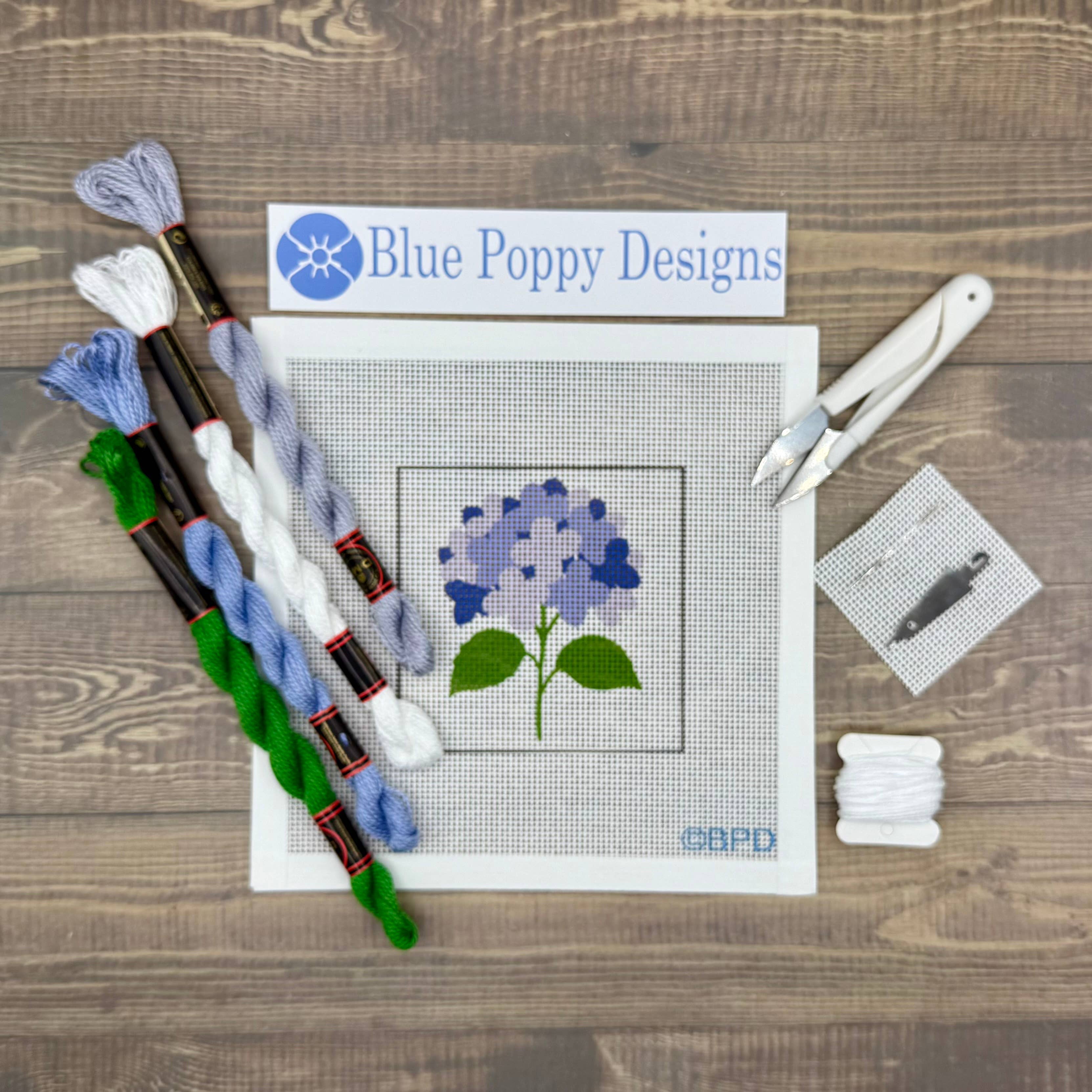 Blue Hydrangea Needlepoint Kit-Needlepoint Kit-LouisGeorge Boutique-LouisGeorge Boutique, Women’s Fashion Boutique Located in Trussville, Alabama